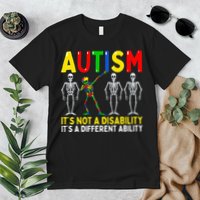Autism It's A Different Ability Funny Dabbing Skeleton  Premium T-Shirt