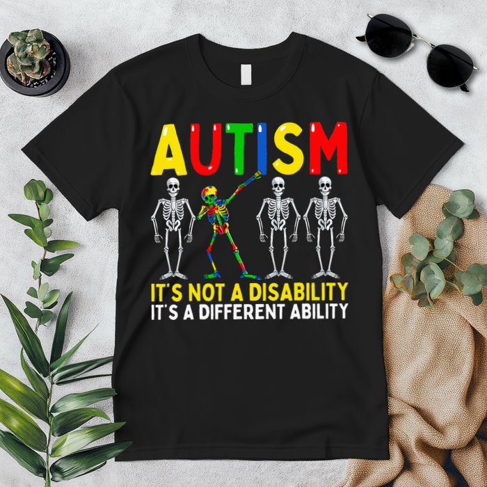 Autism It's A Different Ability Funny Dabbing Skeleton  Premium T-Shirt