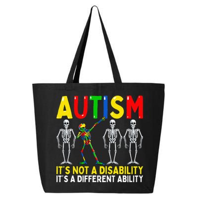 Autism It's A Different Ability Funny Dabbing Skeleton  25L Jumbo Tote