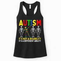 Autism It's A Different Ability Funny Dabbing Skeleton  Womens Tank Top