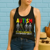 Autism It's A Different Ability Funny Dabbing Skeleton  Womens Tank Top