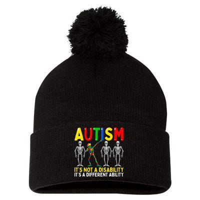 Autism It's A Different Ability Funny Dabbing Skeleton  Pom Pom 12in Knit Beanie