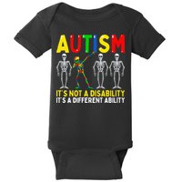 Autism It's A Different Ability Funny Dabbing Skeleton  Baby Bodysuit