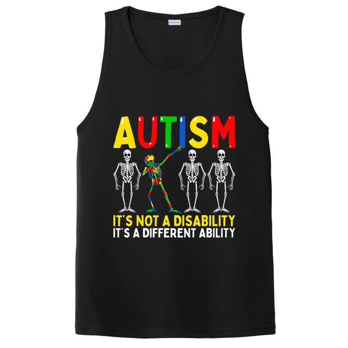 Autism It's A Different Ability Funny Dabbing Skeleton  PosiCharge Competitor Tank