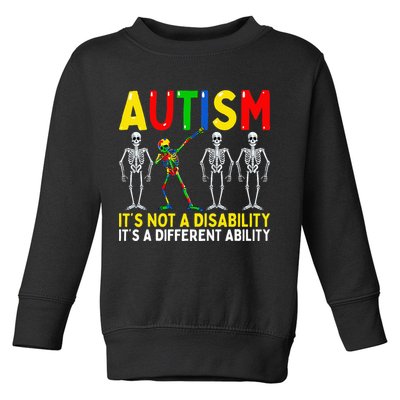 Autism It's A Different Ability Funny Dabbing Skeleton  Toddler Sweatshirt