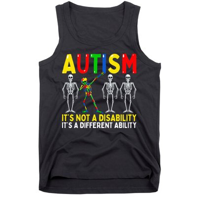 Autism It's A Different Ability Funny Dabbing Skeleton  Tank Top