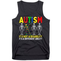 Autism It's A Different Ability Funny Dabbing Skeleton  Tank Top
