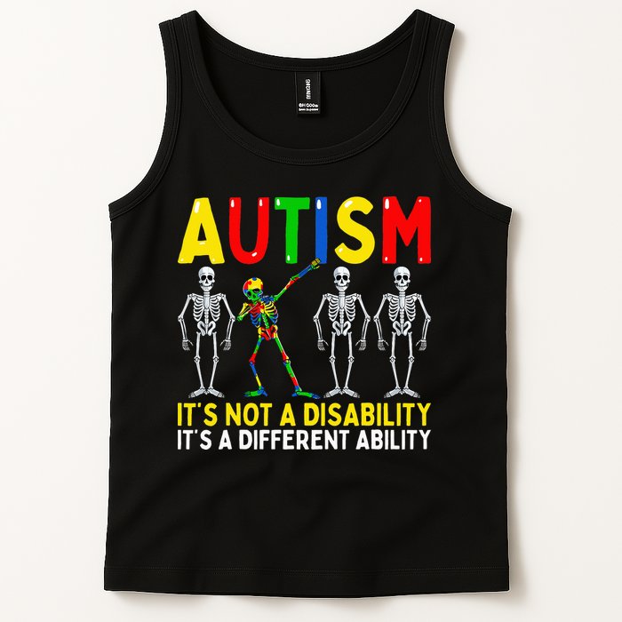 Autism It's A Different Ability Funny Dabbing Skeleton  Tank Top