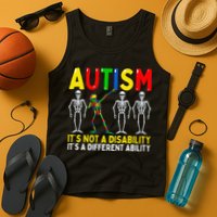 Autism It's A Different Ability Funny Dabbing Skeleton  Tank Top
