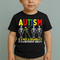 Autism It's A Different Ability Funny Dabbing Skeleton  Toddler T-Shirt