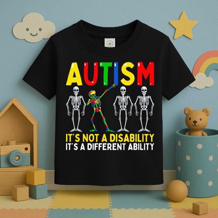 Autism It's A Different Ability Funny Dabbing Skeleton  Toddler T-Shirt