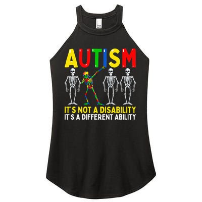 Autism It's A Different Ability Funny Dabbing Skeleton  Women's Perfect Tri Rocker Tank