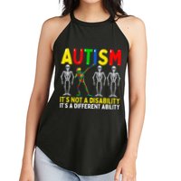 Autism It's A Different Ability Funny Dabbing Skeleton  Women's Perfect Tri Rocker Tank