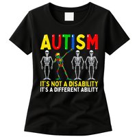 Autism It's A Different Ability Funny Dabbing Skeleton  Womens T-Shirt