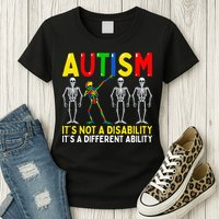 Autism It's A Different Ability Funny Dabbing Skeleton  Womens T-Shirt