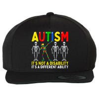 Autism It's A Different Ability Funny Dabbing Skeleton  Wool Snapback Cap