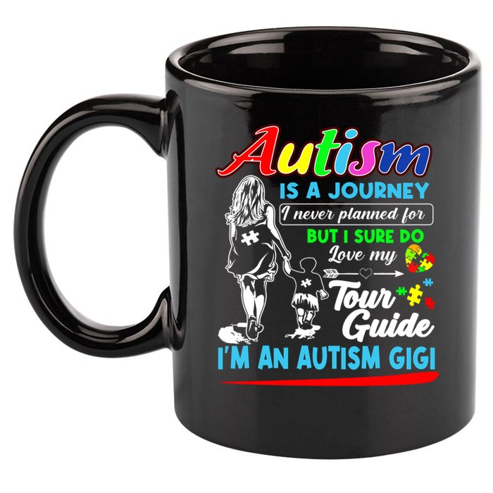 Autism Is A Journey Autism Awareness 11oz C Handle Ceramic Mug