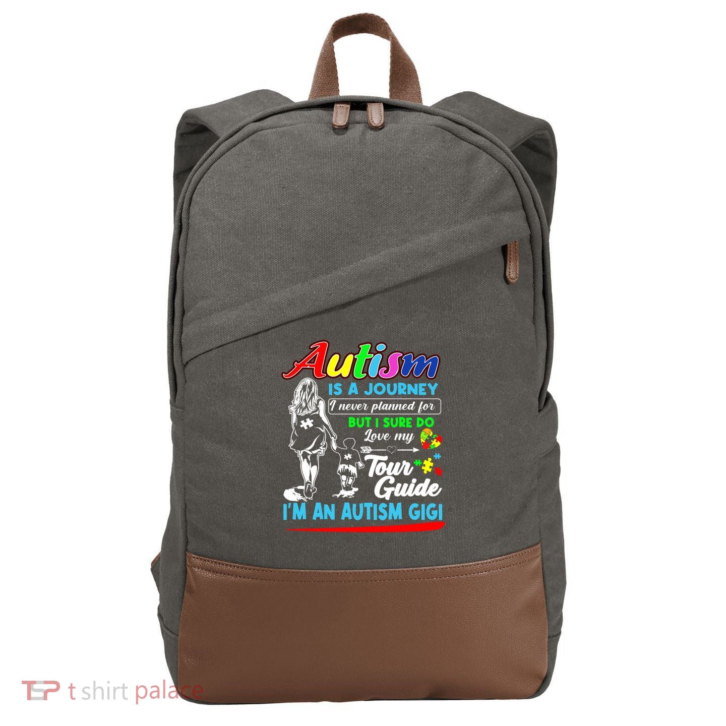 Autism Is A Journey Autism Awareness Cotton Canvas Backpack