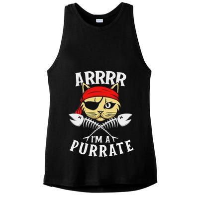 Arrrr IM A Purrate Cat Buccaneer Freebooter Ladies PosiCharge Tri-Blend Wicking Tank
