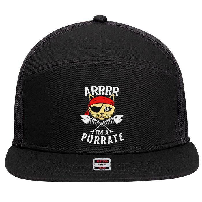 Arrrr IM A Purrate Cat Buccaneer Freebooter 7 Panel Mesh Trucker Snapback Hat