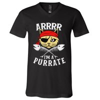 Arrrr IM A Purrate Cat Buccaneer Freebooter V-Neck T-Shirt