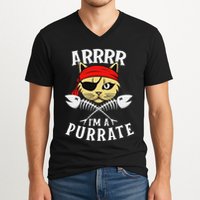 Arrrr IM A Purrate Cat Buccaneer Freebooter V-Neck T-Shirt