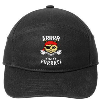 Arrrr IM A Purrate Cat Buccaneer Freebooter 7-Panel Snapback Hat