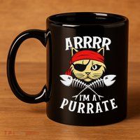 Arrrr IM A Purrate Cat Buccaneer Freebooter 11oz C Handle Ceramic Mug