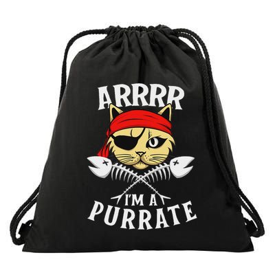 Arrrr IM A Purrate Cat Buccaneer Freebooter Drawstring Bag