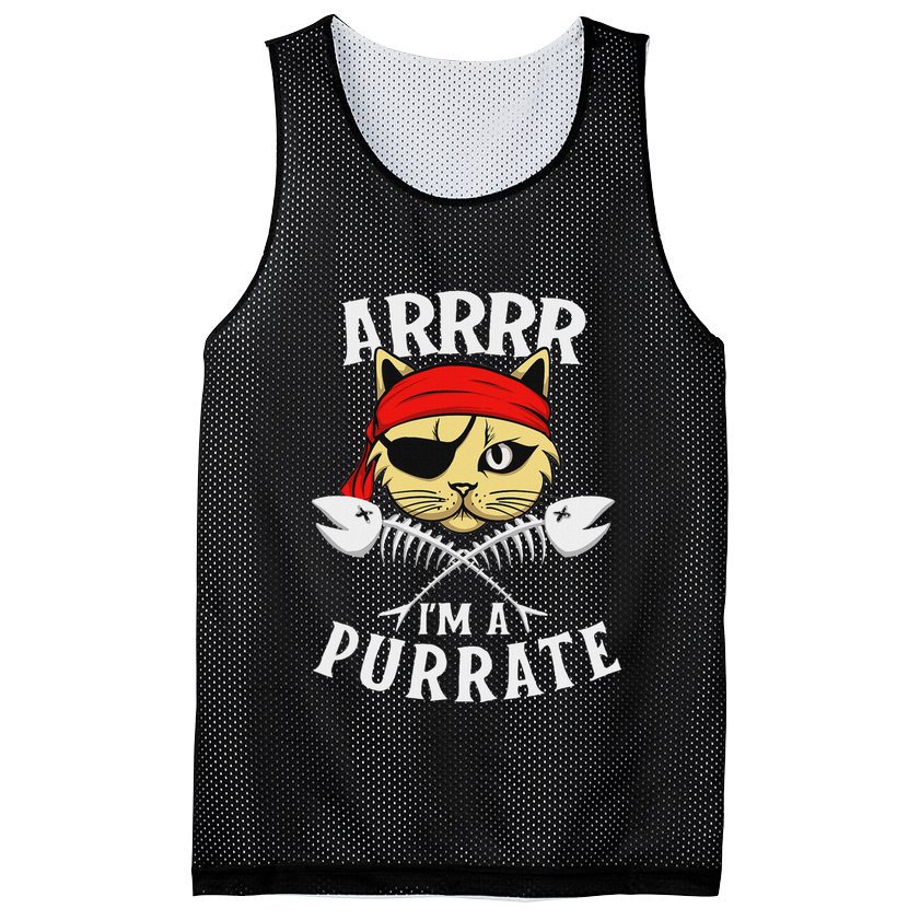 Arrrr IM A Purrate Cat Buccaneer Freebooter Mesh Reversible Basketball Jersey Tank