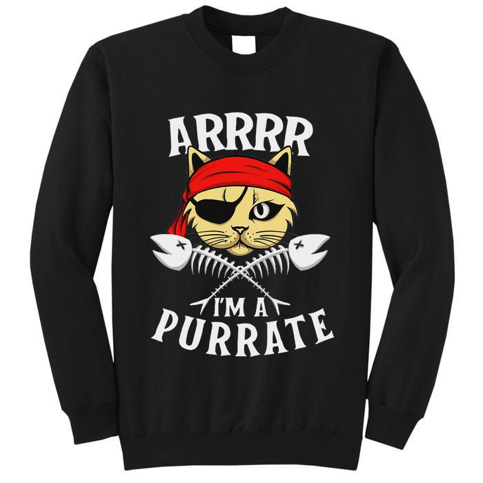 Arrrr IM A Purrate Cat Buccaneer Freebooter Tall Sweatshirt