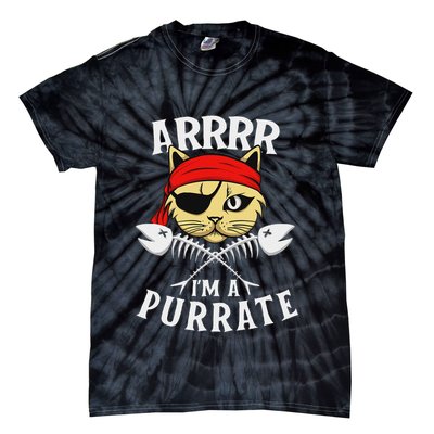 Arrrr IM A Purrate Cat Buccaneer Freebooter Tie-Dye T-Shirt