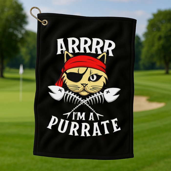 Arrrr IM A Purrate Cat Buccaneer Freebooter Golf Towel