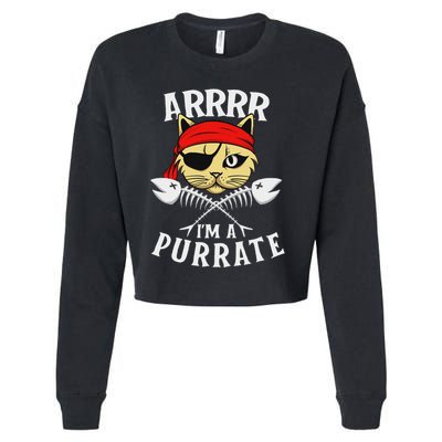 Arrrr IM A Purrate Cat Buccaneer Freebooter Cropped Pullover Crew