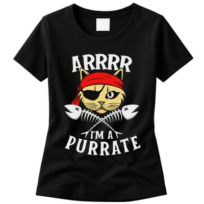 Arrrr IM A Purrate Cat Buccaneer Freebooter Womens T-Shirt