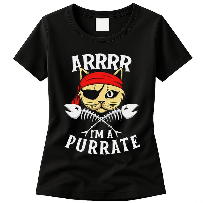 Arrrr IM A Purrate Cat Buccaneer Freebooter Womens T-Shirt