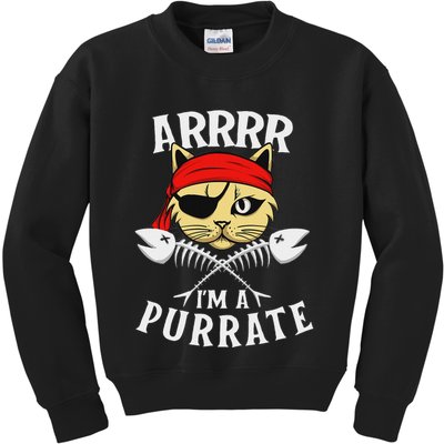 Arrrr IM A Purrate Cat Buccaneer Freebooter Kids Sweatshirt