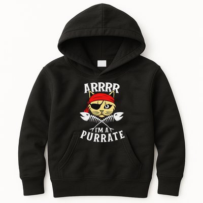 Arrrr IM A Purrate Cat Buccaneer Freebooter Kids Hoodie