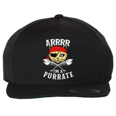 Arrrr IM A Purrate Cat Buccaneer Freebooter Wool Snapback Cap