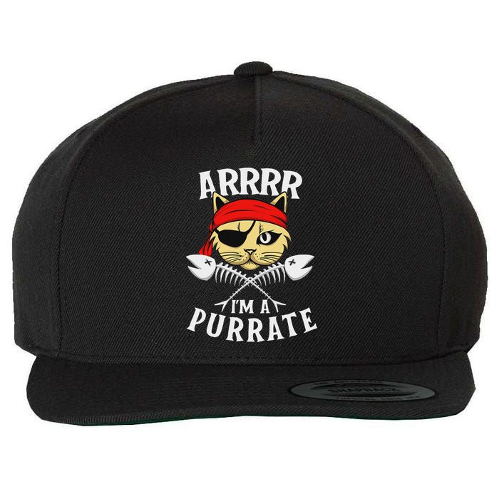 Arrrr IM A Purrate Cat Buccaneer Freebooter Wool Snapback Cap