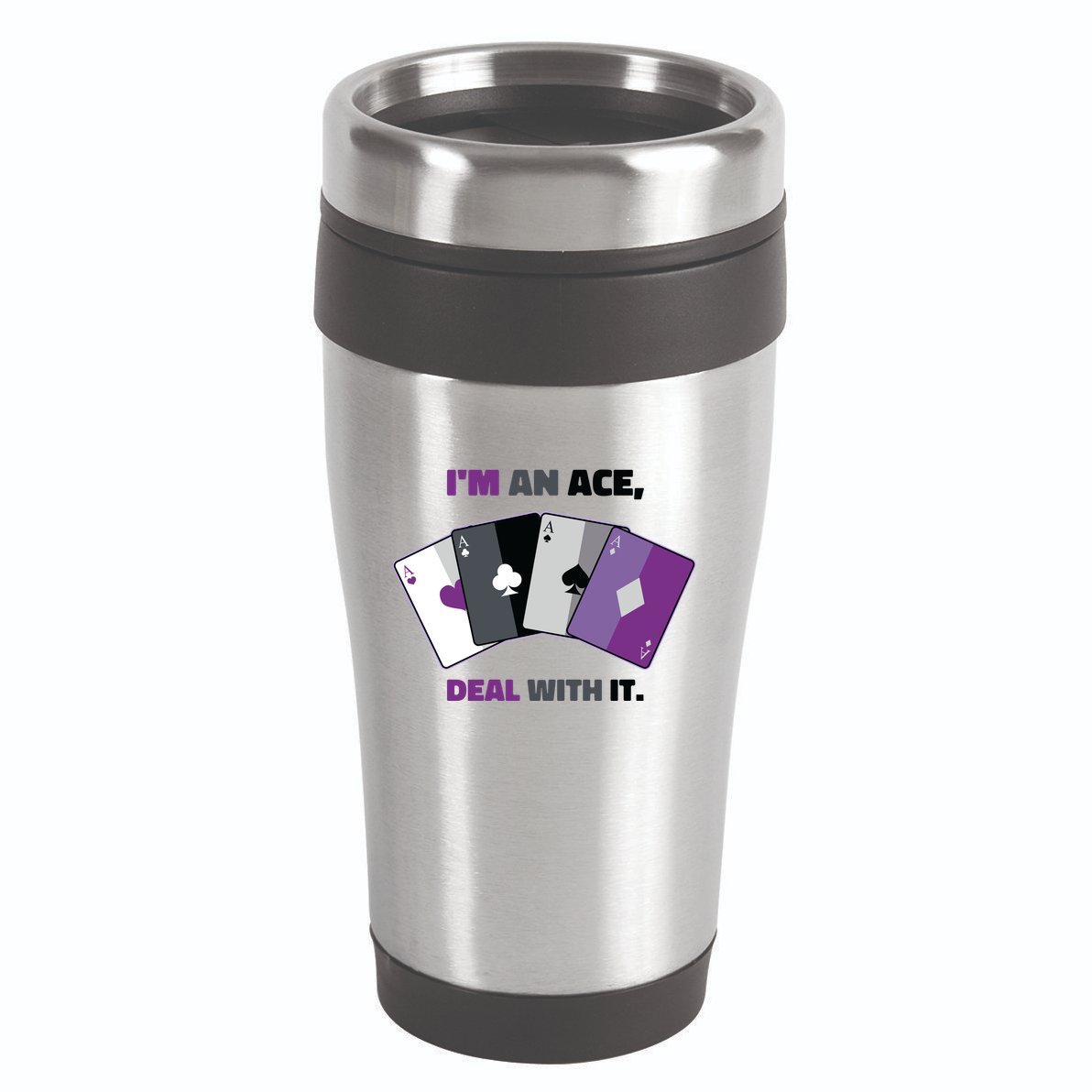 Asexual I’M An Ace Deal With It Asexual Pride 16oz Travel Tumbler