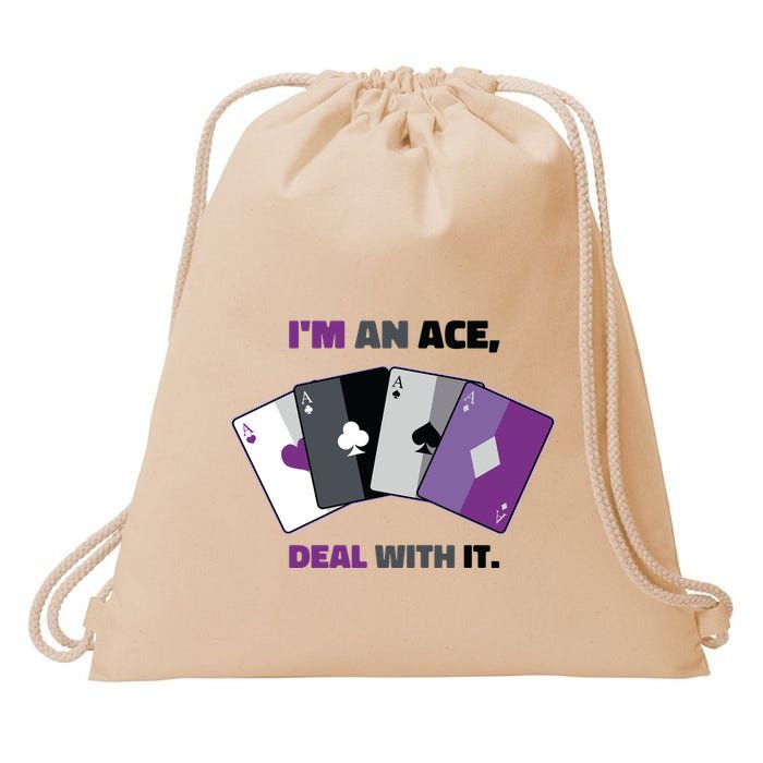 Asexual I’M An Ace Deal With It Asexual Pride Drawstring Bag