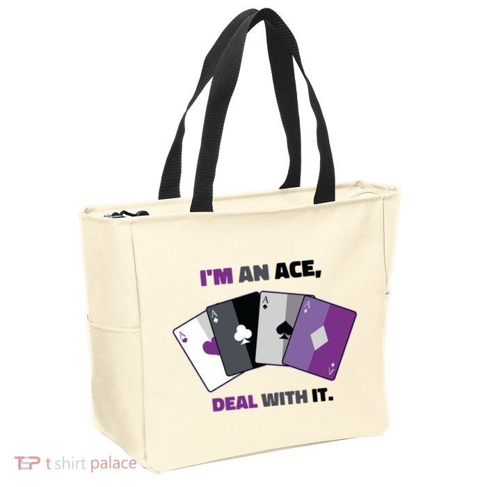 Asexual I’M An Ace Deal With It Asexual Pride Zip Tote Bag