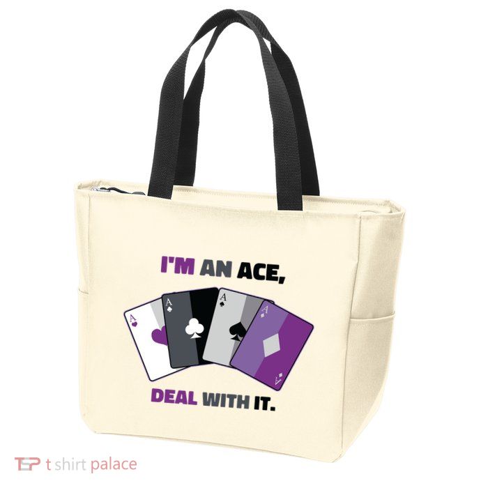 Asexual I’M An Ace Deal With It Asexual Pride Zip Tote Bag