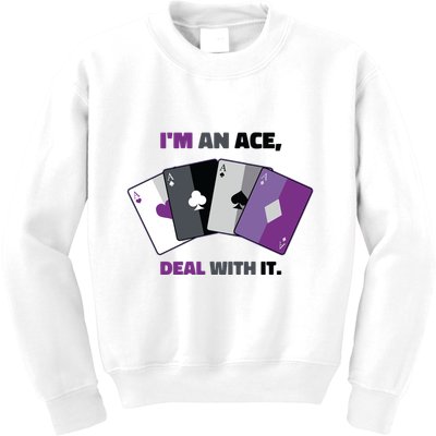 Asexual I’M An Ace Deal With It Asexual Pride Kids Sweatshirt