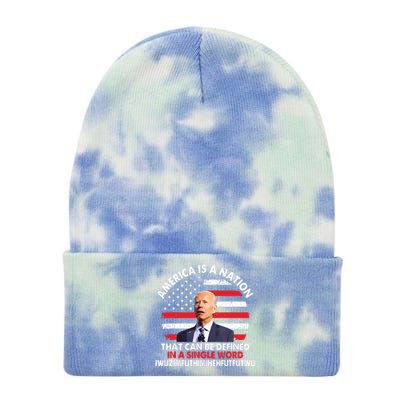 America Is A Nation That Can Be Defined In Single Word Biden Tie Dye 12in Knit Beanie