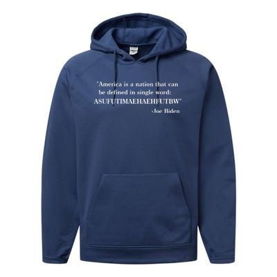 America Is A Nation That Can Be Defined In Single Word Joe Biden Meme Performance Fleece Hoodie