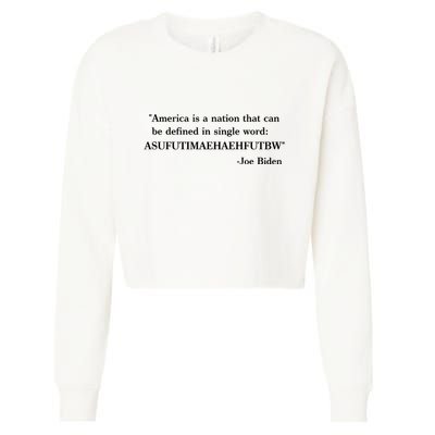 America Is A Nation That Can Be Defined In Single Word Joe Biden Meme Cropped Pullover Crew