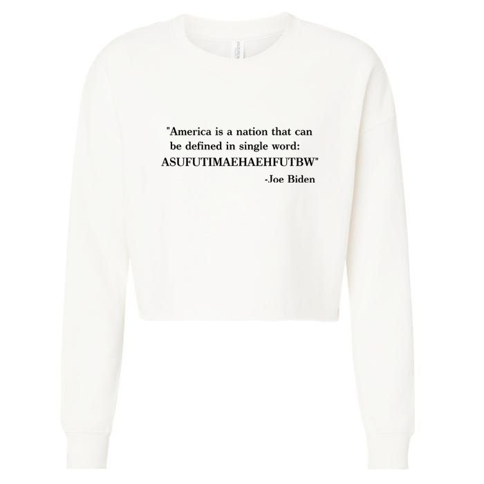 America Is A Nation That Can Be Defined In Single Word Joe Biden Meme Cropped Pullover Crew
