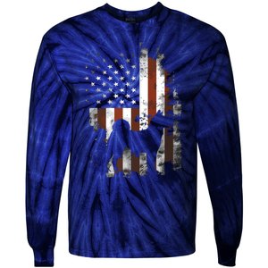 Akita Inu American Flag Patriotic 4th Of July T Tie-Dye Long Sleeve Shirt